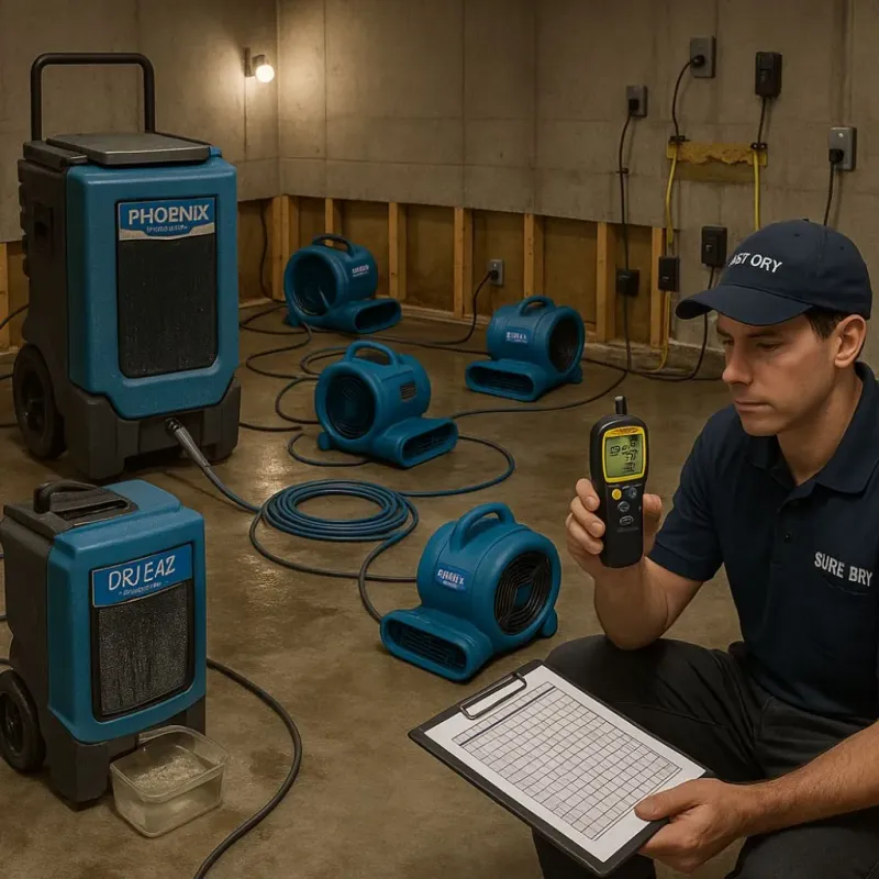 Structural Drying and Dehumidification process in Jamaica Plain, MA